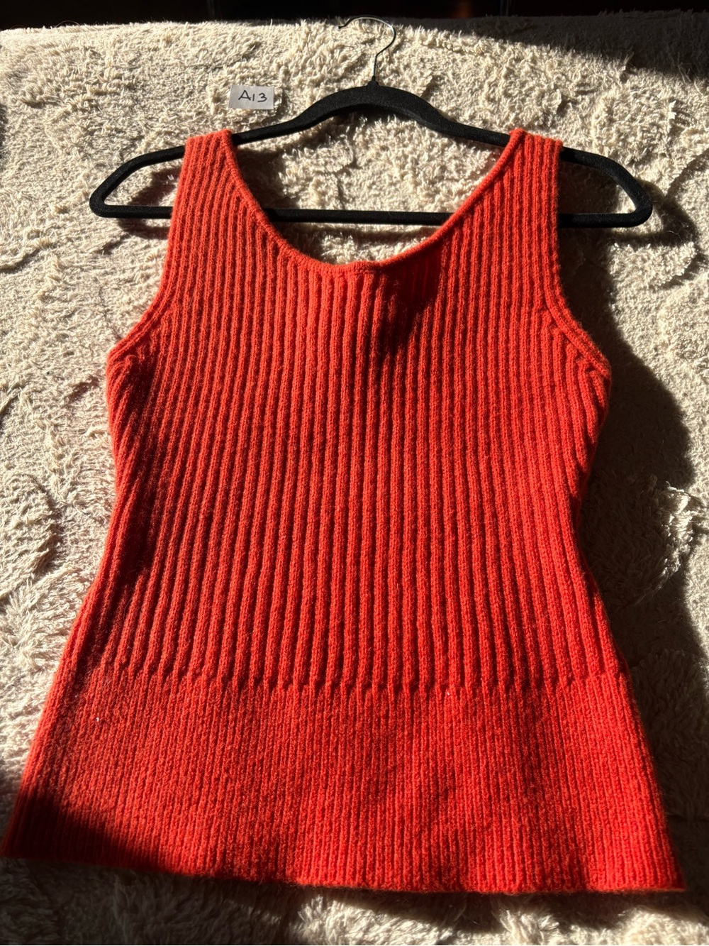 Love Sleeveless Ribbed Knit Tank - Red